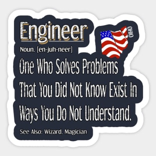 Funny Engineer Definition Awesome Engineering Gift For Ohio State Population Sticker